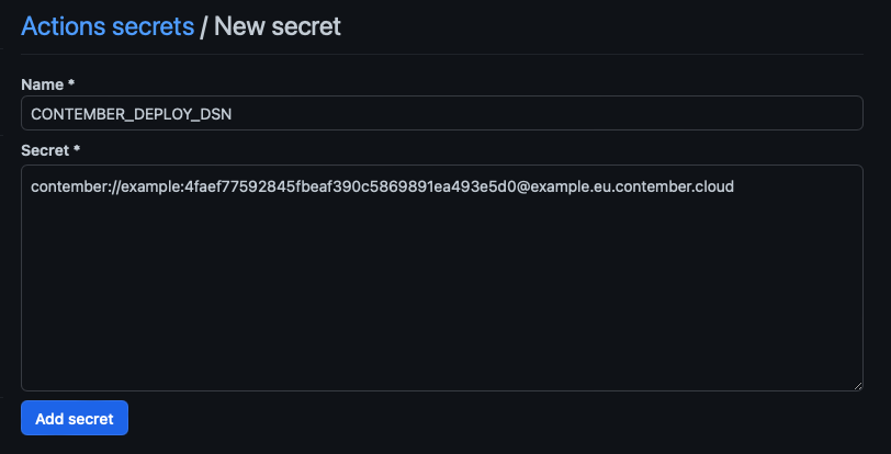 GitHub actions create secret screen